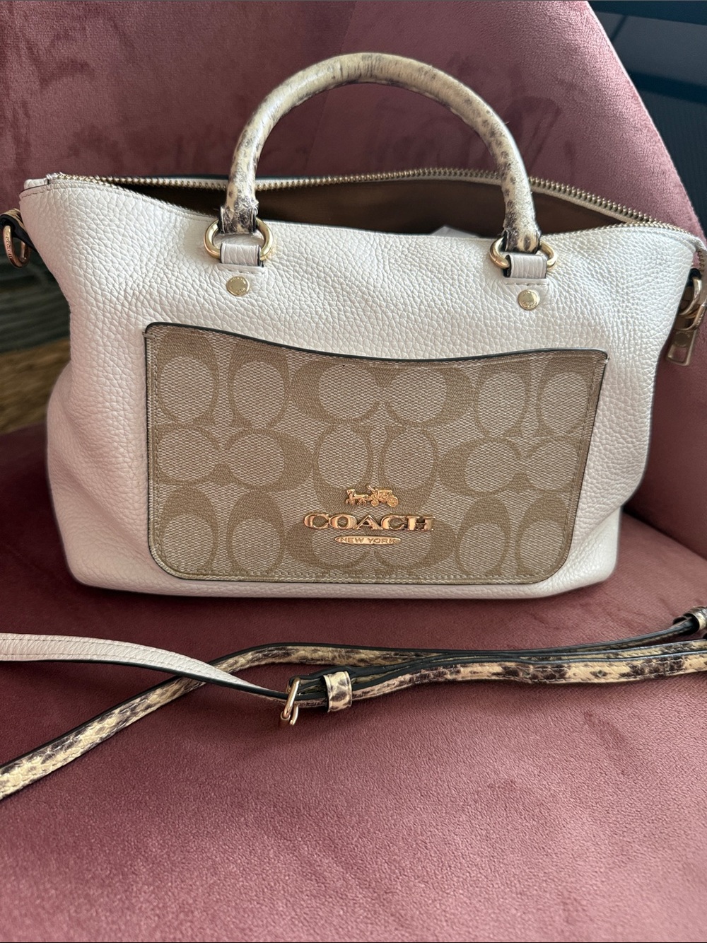 Coach Pebble Leather Emma Satchel with Crossbody Strap